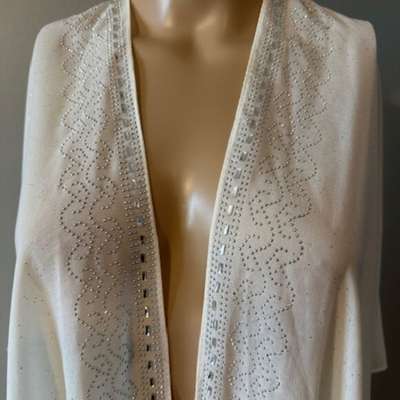 NWT JESSICA MCCLINTOCK SHEER SPARKLY IVORY COLOR KIMONO - Picture 3 of 7